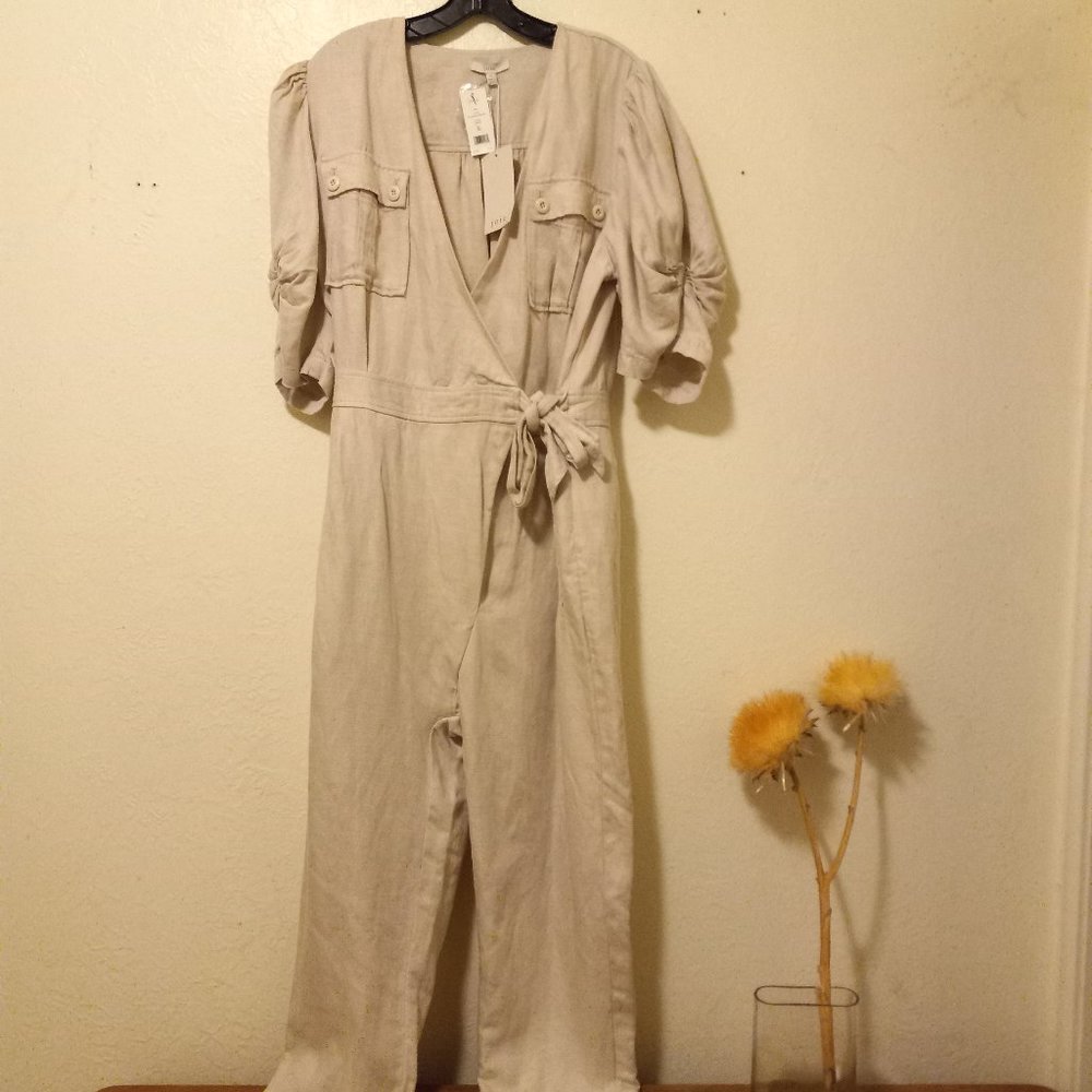 NWT Joie Linen Blend Wrap Jumpsuit Size XL Utilitarian 90s 70s Safari